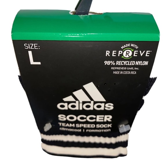 Adidas Team Speed OTC Soccer Socks 1 Pair Men 9-13 Women10-12 White Black w Logo - Picture 7 of 7